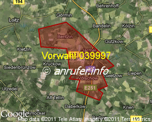 Vorwahlkarte 039997 – Jarmen