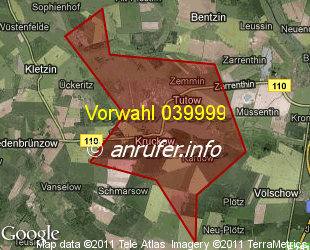 Vorwahlkarte 039999 – Tutow