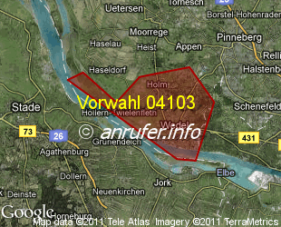 Vorwahlkarte 04103 – Wedel