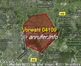 Vorwahlkarte 04109 – Tangstedt Bz Hamburg