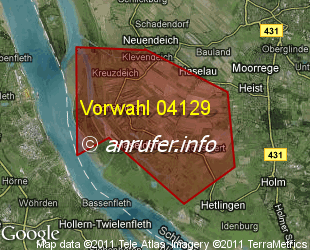 Vorwahlkarte 04129 – Haseldorf