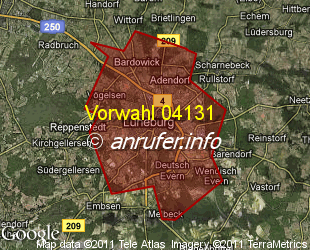 Vorwahlkarte 04131 – Lüneburg
