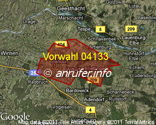 Vorwahlkarte 04133 – Wittorf Kr Lüneburg