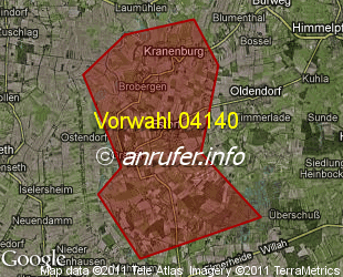 Vorwahlkarte 04140 – Estorf Kr Stade