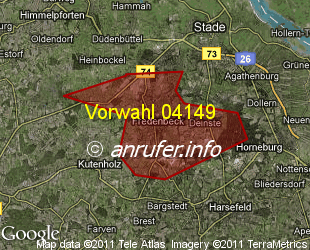 Vorwahlkarte 04149 – Fredenbeck