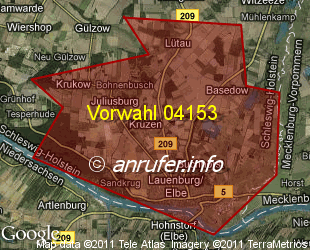 Vorwahlkarte 04153 – Lauenburg Elbe