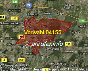 Vorwahlkarte 04155 – Büchen