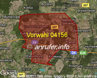 Vorwahlkarte 04156 – Talkau