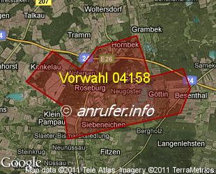 Vorwahlkarte 04158 – Roseburg