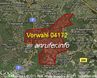 Vorwahlkarte 04172 – Salzhausen