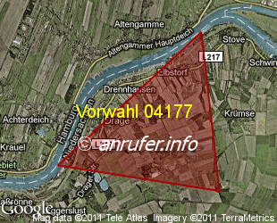 Vorwahlkarte 04177 – Drage Elbe