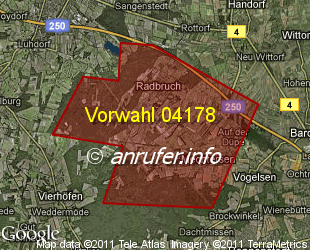 Vorwahlkarte 04178 – Radbruch