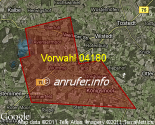 Vorwahlkarte 04180 – Königsmoor