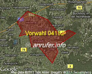 Vorwahlkarte 04182 – Tostedt