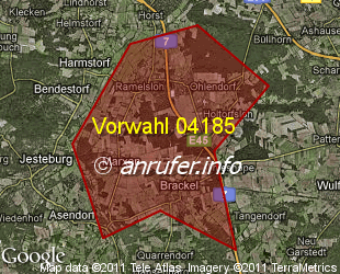Vorwahlkarte 04185 – Marxen Auetal