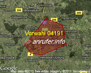 Vorwahlkarte 04191 – Kaltenkirchen Holst
