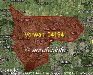 Vorwahlkarte 04194 – Sievershütten