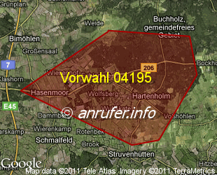 Vorwahlkarte 04195 – Hartenholm