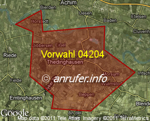 Vorwahlkarte 04204 – Thedinghausen