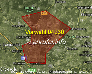 Vorwahlkarte 04230 – Verden-Walle