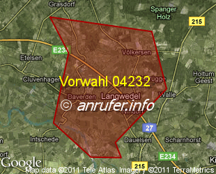 Vorwahlkarte 04232 – Langwedel Kr Verden