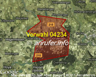 Vorwahlkarte 04234 – Dörverden