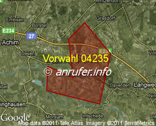 Vorwahlkarte 04235 – Langwedel-Etelsen