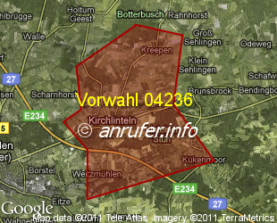 Vorwahlkarte 04236 – Kirchlinteln