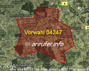 Vorwahlkarte 04247 – Affinghausen