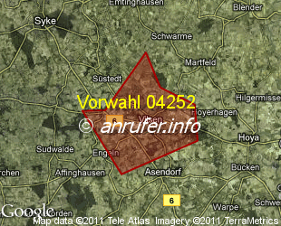 Vorwahlkarte 04252 – Bruchhausen-Vilsen