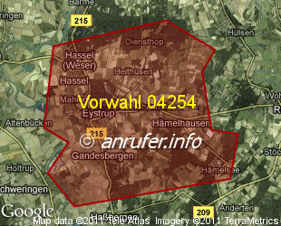 Vorwahlkarte 04254 – Eystrup