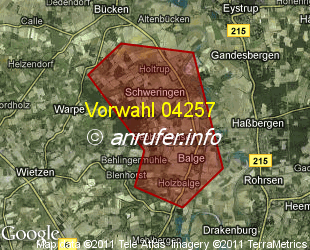 Vorwahlkarte 04257 – Schweringen