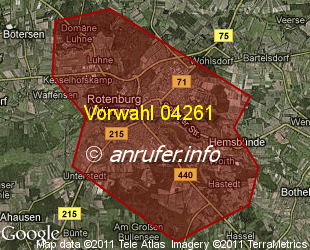 Vorwahlkarte 04261 – Rotenburg Wümme