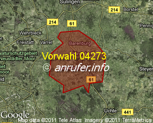 Vorwahlkarte 04273 – Kirchdorf b Sulingen