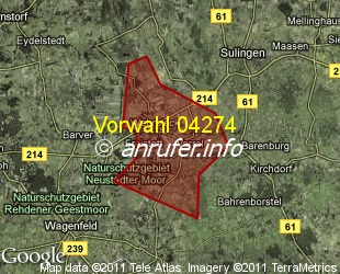 Vorwahlkarte 04274 – Varrel b Sulingen