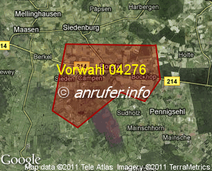 Vorwahlkarte 04276 – Borstel b Sulingen