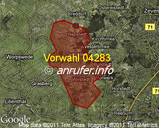Vorwahlkarte 04283 – Tarmstedt