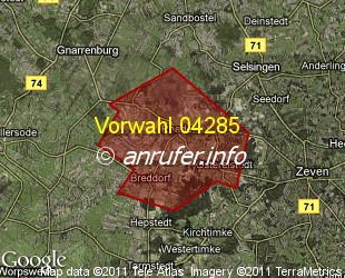 Vorwahlkarte 04285 – Rhade b Zeven