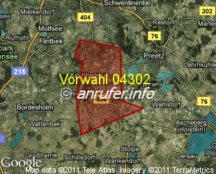 Vorwahlkarte 04302 – Kirchbarkau
