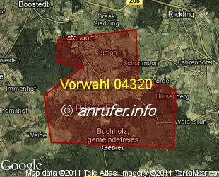 Vorwahlkarte 04320 – Heidmühlen