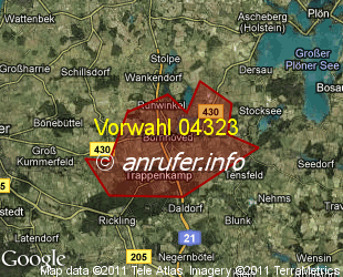 Vorwahlkarte 04323 – Bornhöved