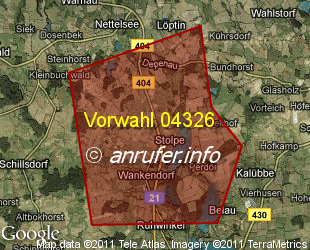 Vorwahlkarte 04326 – Wankendorf