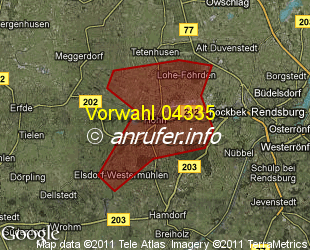 Vorwahlkarte 04335 – Hohn b Rendsburg
