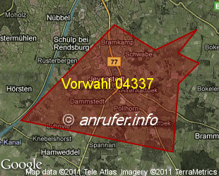 Vorwahlkarte 04337 – Jevenstedt