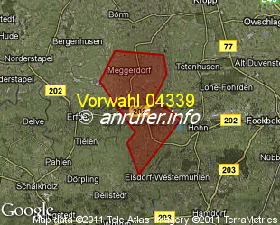 Vorwahlkarte 04339 – Christiansholm