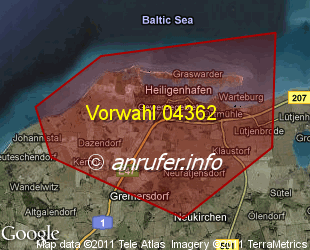 Vorwahlkarte 04362 – Heiligenhafen