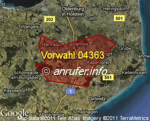 Vorwahlkarte 04363 – Lensahn