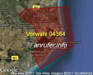 Vorwahlkarte 04364 – Dahme Kr Ostholstein