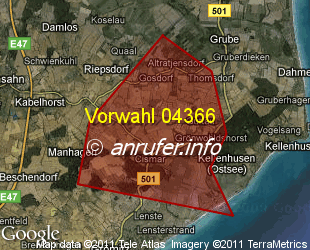 Vorwahlkarte 04366 – Grömitz-Cismar