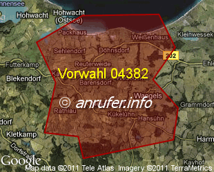 Vorwahlkarte 04382 – Wangels